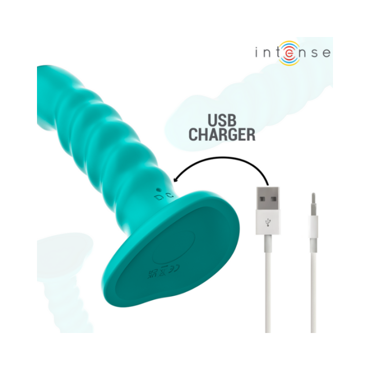 INTENSE - BUFFY VIBRADOR TALLA S DISEÑO EN ESPIRAL 10 VIBRACIONES AZUL CONTROL REMOTO