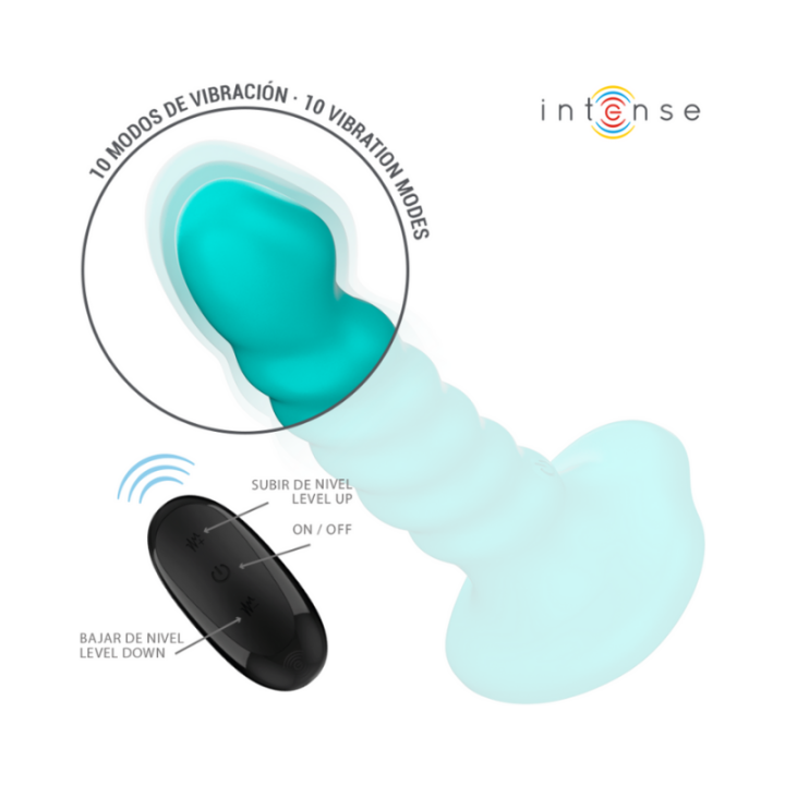 INTENSE - BUFFY VIBRADOR TALLA S DISEÑO EN ESPIRAL 10 VIBRACIONES AZUL CONTROL REMOTO