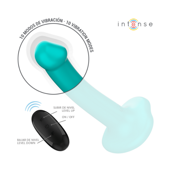 INTENSE - KATIE VIBRADOR CON VENTOSA 10 VIBRACIONES AZUL OSCURO CONTROL REMOTO
