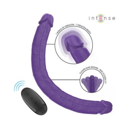 INTENSE - GUNTER DILDO DOBLE VIBRADOR 40 CM MORADO CONTROL REMOTO