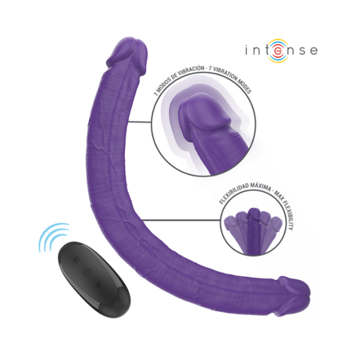 INTENSE - GUNTER DILDO DOBLE VIBRADOR 40 CM MORADO CONTROL REMOTO