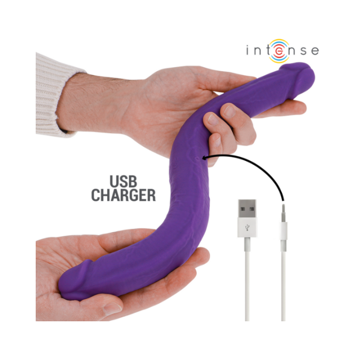 INTENSE - GUNTER DILDO DOBLE VIBRADOR 40 CM MORADO CONTROL REMOTO