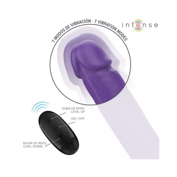 INTENSE - GUNTER DILDO DOBLE VIBRADOR 40 CM MORADO CONTROL REMOTO