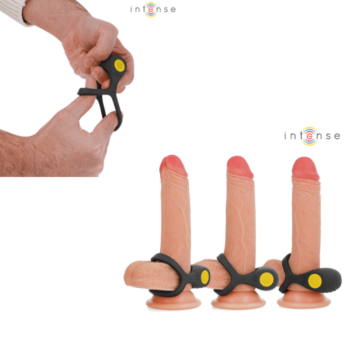 INTENSE - ALEX ANILLO DOBLE VIBRADOR PENE 10 VIBRACIONES NEGRO