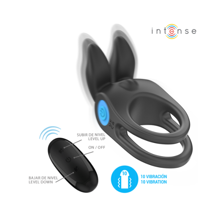 INTENSE - SAM ANILLO DOBLE VIBRADOR PENE 10 VIBRACIONES NEGRO