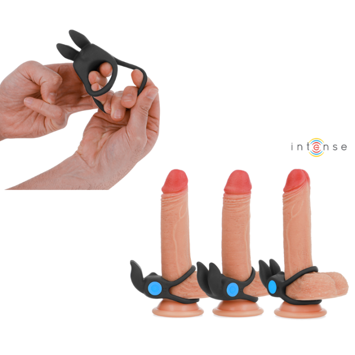 INTENSE - SAM ANILLO DOBLE VIBRADOR PENE 10 VIBRACIONES NEGRO