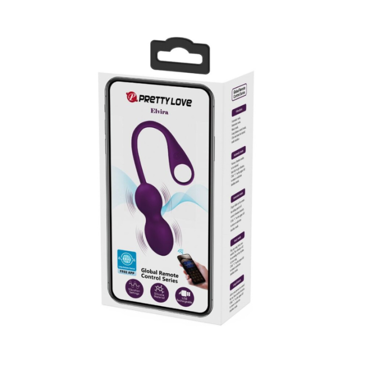 PRETTY LOVE - ELVIRA KEGEL BALLS APP CONTROL REMOTO MORADO