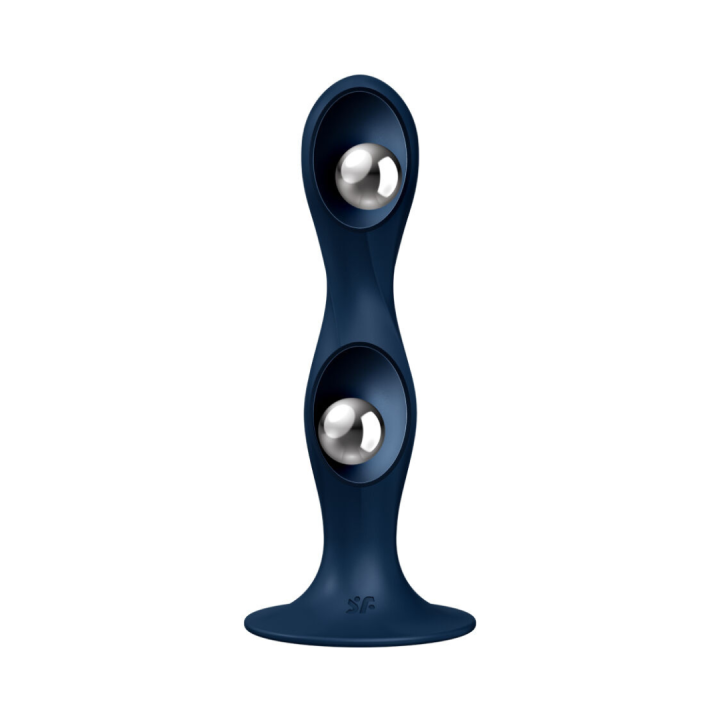 SATISFYER - DOUBLE BALL-R DILDO SILICONA AZUL - MORADO