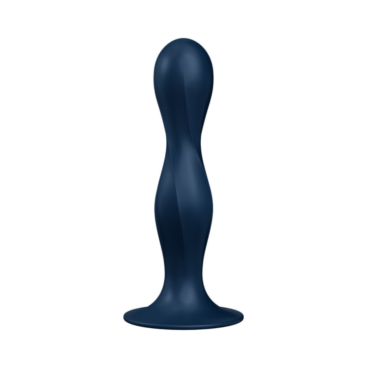 SATISFYER - DOUBLE BALL-R DILDO SILICONA AZUL - MORADO