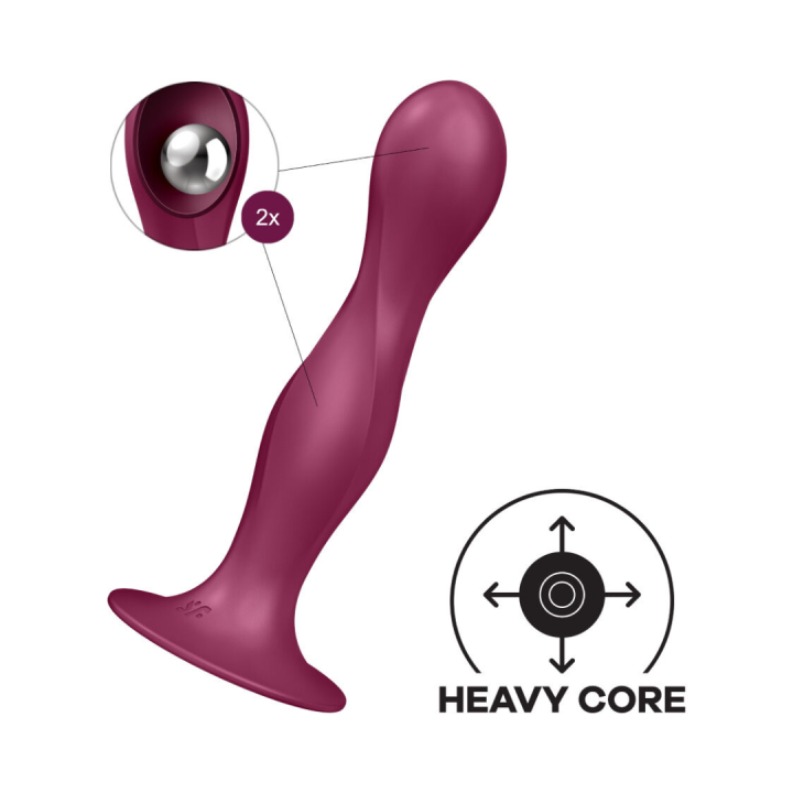 SATISFYER - DOUBLE BALL-R DILDO SILICONA AZUL - MORADO