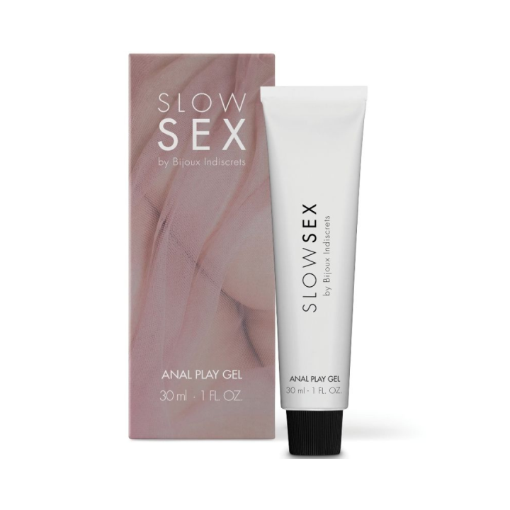 Packaging del Gel relajante anal de Bijoux Indiscrets de la línea Slow Sex, para calmar y relajar