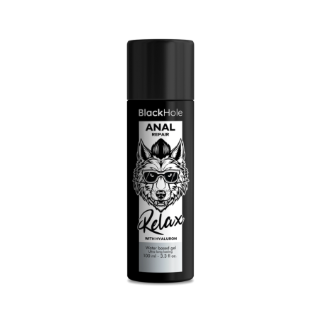 Envase del Lubricante base agua Reparador Relax con Hyaluron de 100 ml de BlackHole