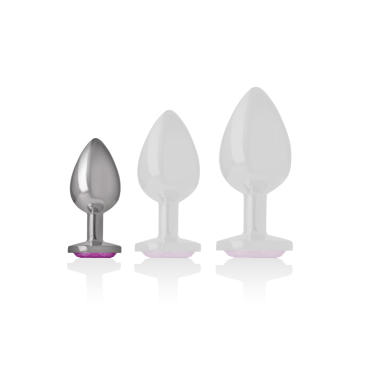 INTENSE - PLUG ANAL METAL ALUMINIO CON CRISTAL ROSA TALLA S