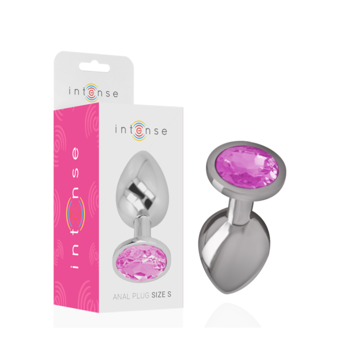 INTENSE - PLUG ANAL METAL ALUMINIO CON CRISTAL ROSA TALLA S