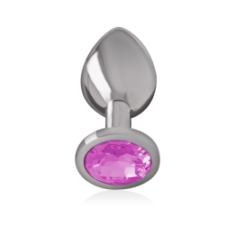 INTENSE - PLUG ANAL METAL ALUMINIO CON CRISTAL ROSA TALLA S