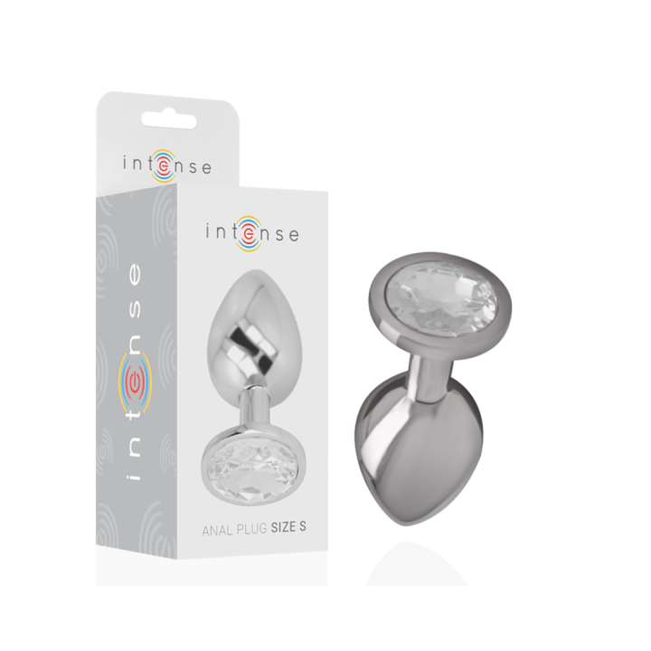 INTENSE - PLUG ANAL METAL ALUMINIO CON CRISTAL PLATA TALLA S