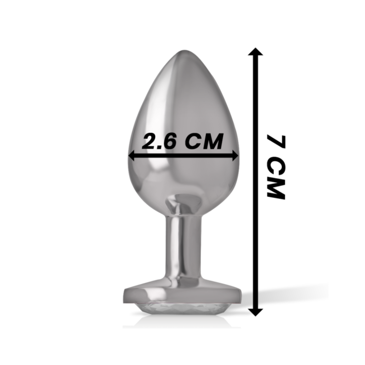 INTENSE - PLUG ANAL METAL ALUMINIO CON CRISTAL PLATA TALLA S