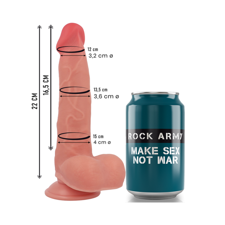 ROCKARMY - RANGER DILDO REALISTA DUAL DENSITY LIQUID SILICONE 22 CM -O- 3.6 CM