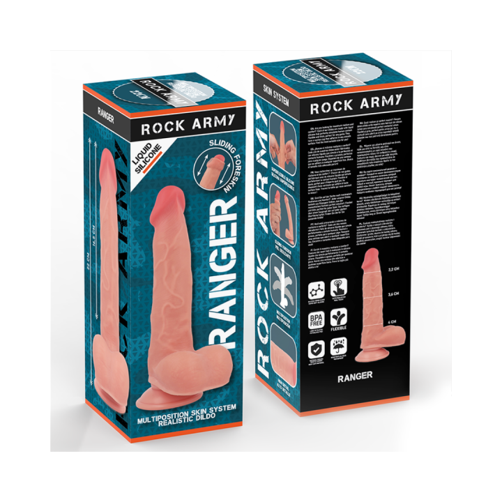ROCKARMY - RANGER DILDO REALISTA DUAL DENSITY LIQUID SILICONE 22 CM -O- 3.6 CM