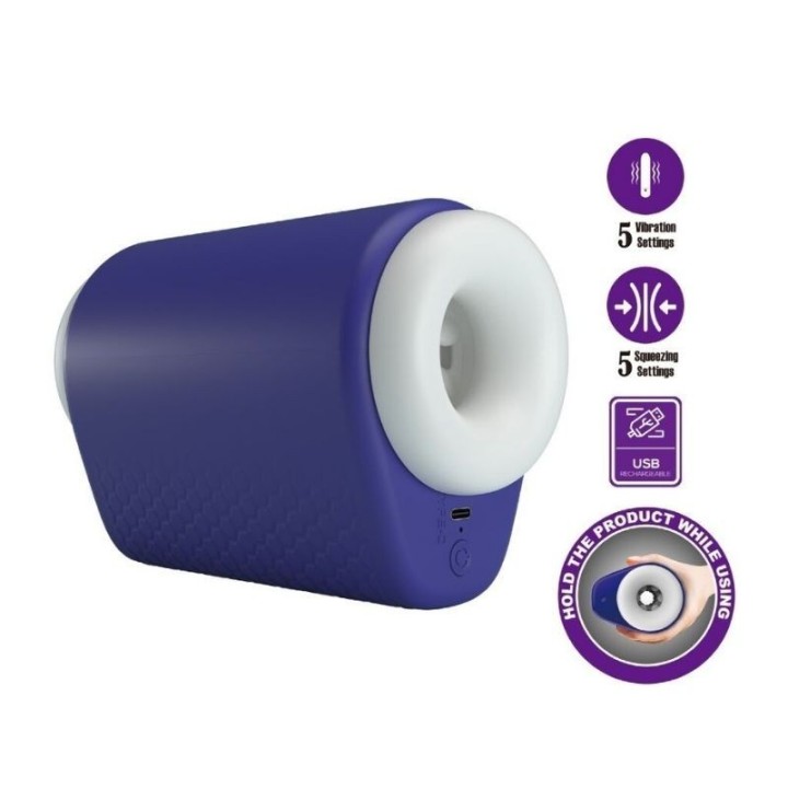 PRETTY LOVE - DJ LADY MASTURBADOR MASCULINO CON VIBRACIÓN 5 CONFIGURACIONES MORADO