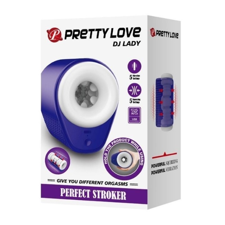 PRETTY LOVE - DJ LADY MASTURBADOR MASCULINO CON VIBRACIÓN 5 CONFIGURACIONES MORADO