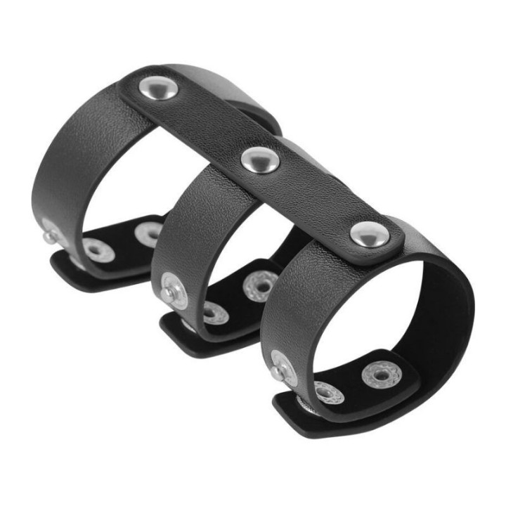 DARKNESS - ANILLO DOBLE PENE Y TESTÍCULOS AJUSTABLE LEATHER