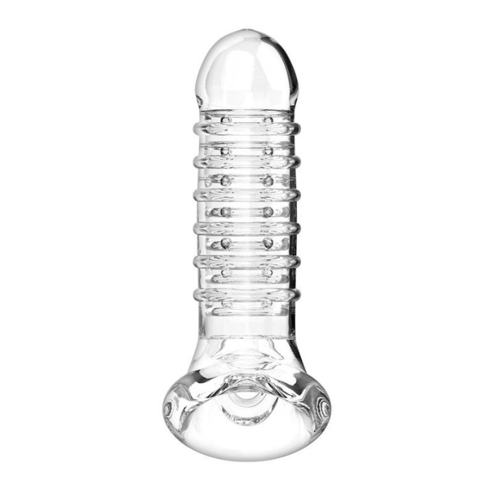 VIRILXL - EXTENSION Y FUNDA DE PENE V15 TRANSPARENTE - NEGRA