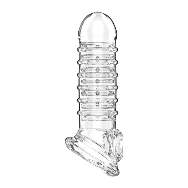 VIRILXL - EXTENSION Y FUNDA DE PENE V15 TRANSPARENTE - NEGRA