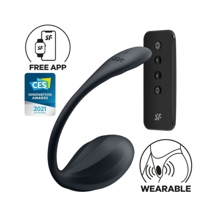 SATISFYER - RIBBED PETAL ESTIMULADOR PUNTO G CONTROL REMOTO NEGRO APP GRATUITA