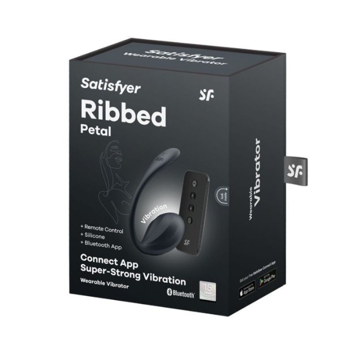 SATISFYER - RIBBED PETAL ESTIMULADOR PUNTO G CONTROL REMOTO NEGRO APP GRATUITA