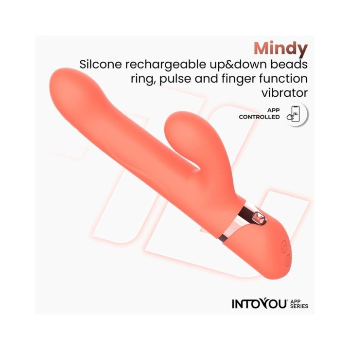 INTOYOU APP SERIES MINDY VIBRADOR CON ANILLO DE BOLAS UP AND DOWN, FINGER Y PULSACIÓN APP