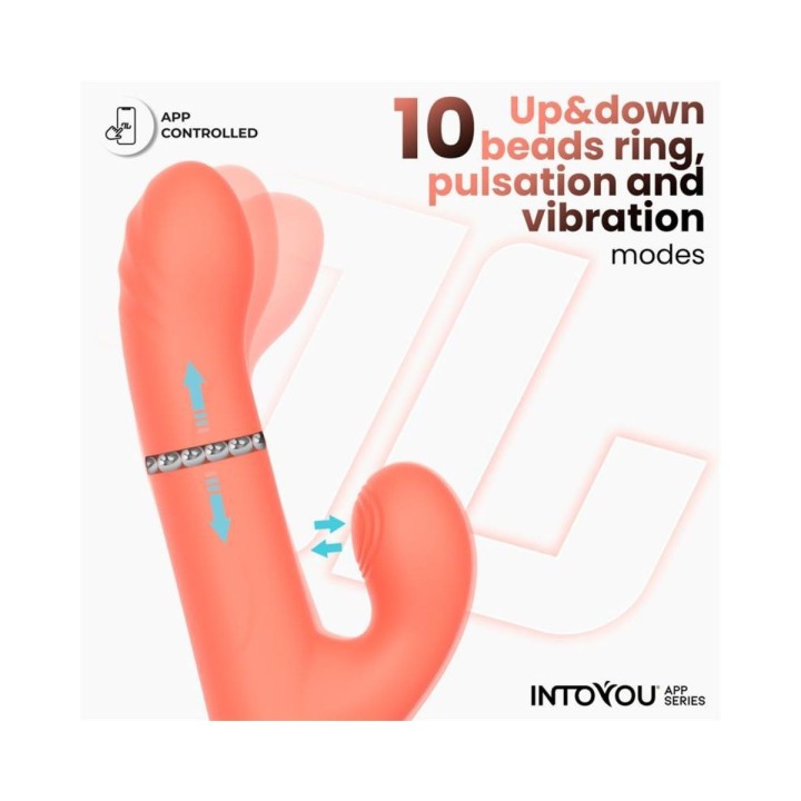 INTOYOU APP SERIES MINDY VIBRADOR CON ANILLO DE BOLAS UP AND DOWN, FINGER Y PULSACIÓN APP