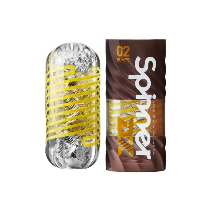 Spinner DX02 Bumps y su packaging de color marrón de Tenga