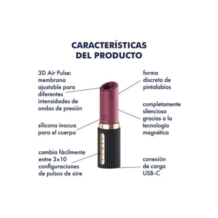 SATISFYER -DEEP KISS ESTIMULADOR CLÍTORIS POR VIBRACIÓN NO ONDAS GRANATE / NEGRO