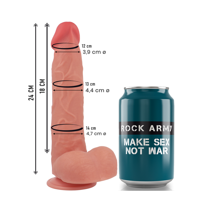 ROCKARMY - RAPTOR DILDO REALISTA DUAL DENSITY LIQUID SILICONE 24 CM -O- 4.4 CM