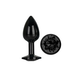 Plug anal talla S de metal aluminio negro con joya de Afterdark