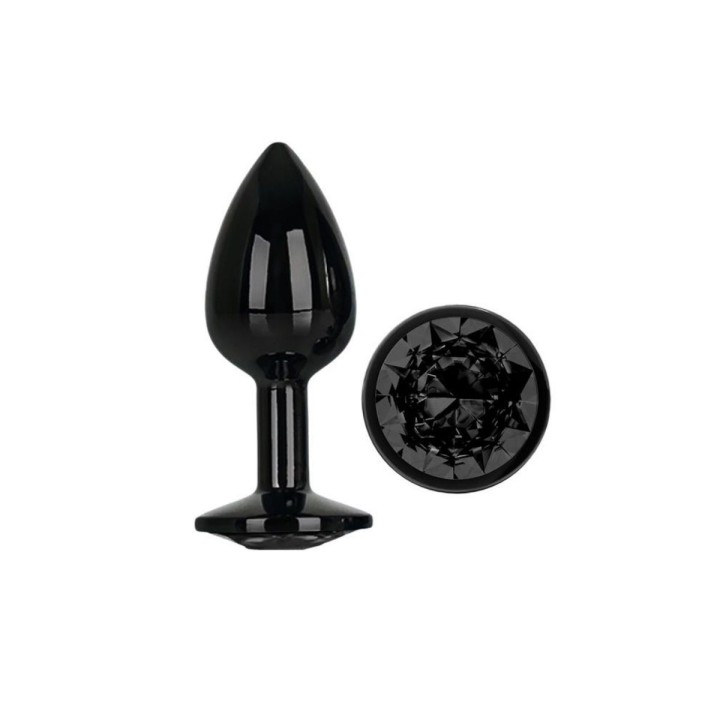 Plug anal talla S de metal aluminio negro con joya de Afterdark