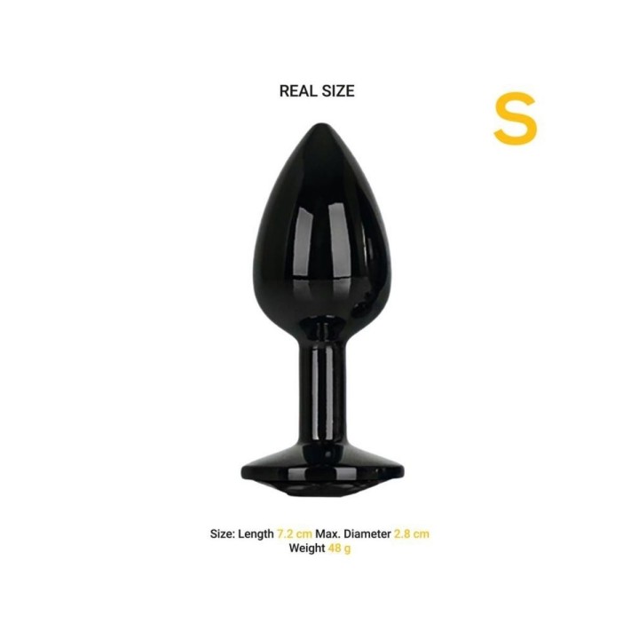 Medidas del Plug talla S de metal aluminio negro con joya de Afterdark