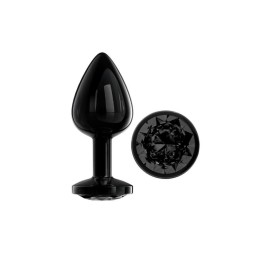 Plug anal talla M de metal aluminio negro con joya de Afterdark