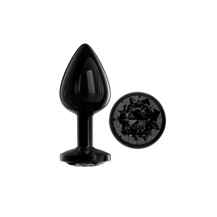 Plug anal talla M de metal aluminio negro con joya de Afterdark