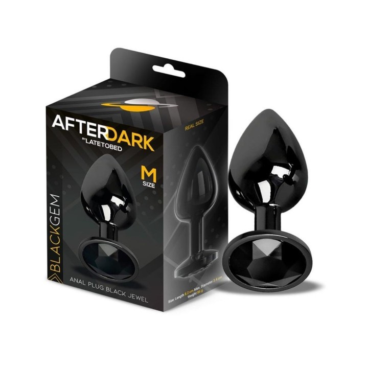 Packaging Plug anal aluminio negro talla M con joya de Afterdark
