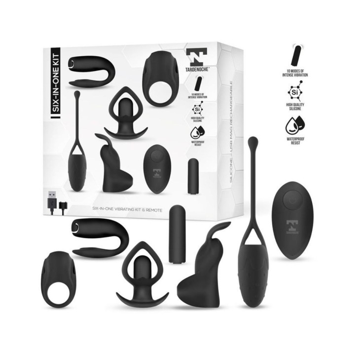 TARDENOCHE Six-In-One Kit de Bala Vibradora y 5 Accesorios de Silicona