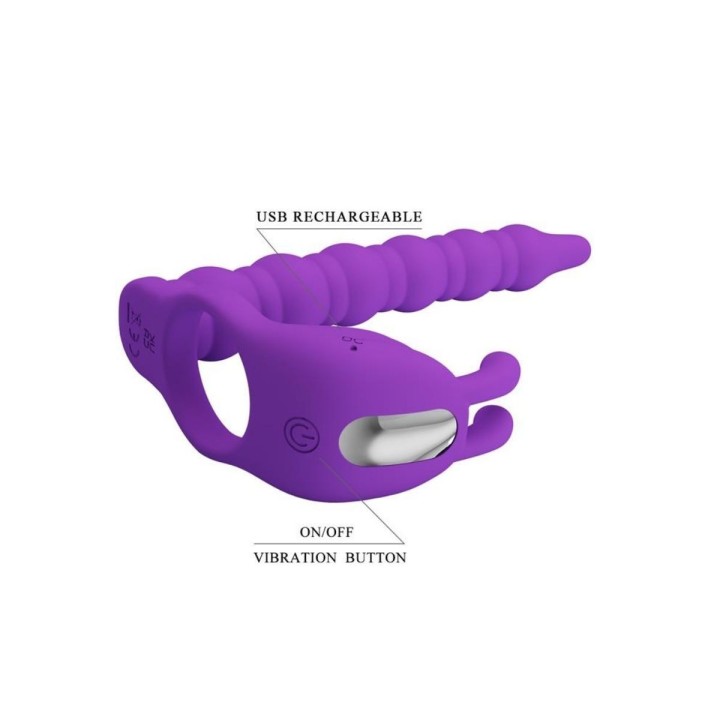 PRETTY LOVE - BLACKNEY ANILLO PENE CON PLUG VIBRADOR NEGRO