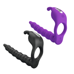PRETTY LOVE - BLACKNEY ANILLO PENE CON PLUG VIBRADOR NEGRO