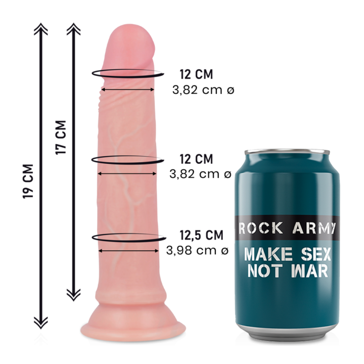 ROCKARMY - AVENGER DILDO REALÍSTICO LIQUID SILICONE 19 CM -O- 3.98 CM
