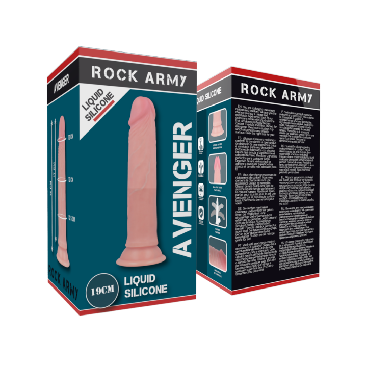 ROCKARMY - AVENGER DILDO REALÍSTICO LIQUID SILICONE 19 CM -O- 3.98 CM