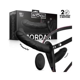ARNÉS CON DILDO DOBLE JORDAN CON VIBRACIÓN Y CONTROL REMOTO