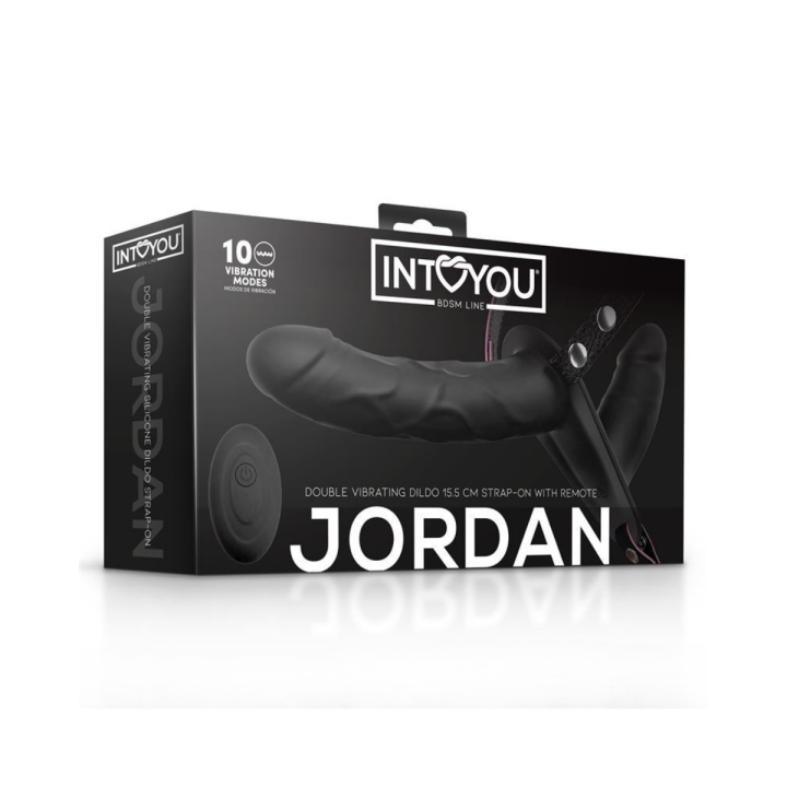 ARNÉS CON DILDO DOBLE JORDAN CON VIBRACIÓN Y CONTROL REMOTO