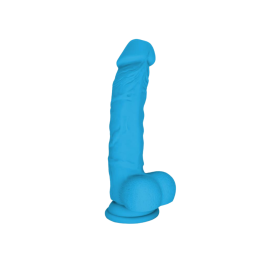 DILDO REALISTA AZUL SILICONA LÍQUIDA DUAL LAYER  8"