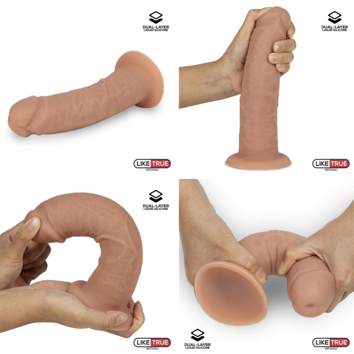 DILDO REALISTA CARNE SILICONA LÍQUIDA DUAL LAYER 8.25"